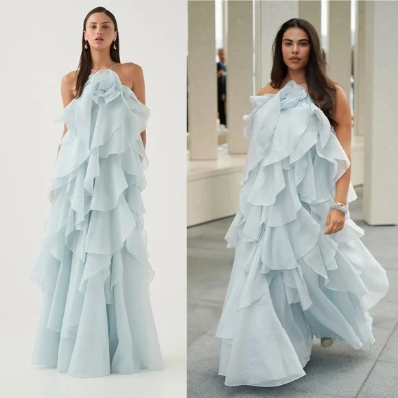 Aje Pandorea Layered Maxi Dress Silver Blue - Picture 13 of 16